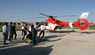 Kalp krizi geçiren yaşlı adam hava ambulansla Konya’ya sevk edildi