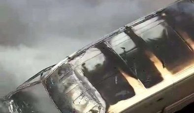Siirt’te minibüs alev aldı, 2 kişi yanmaktan son anda kurtuldu